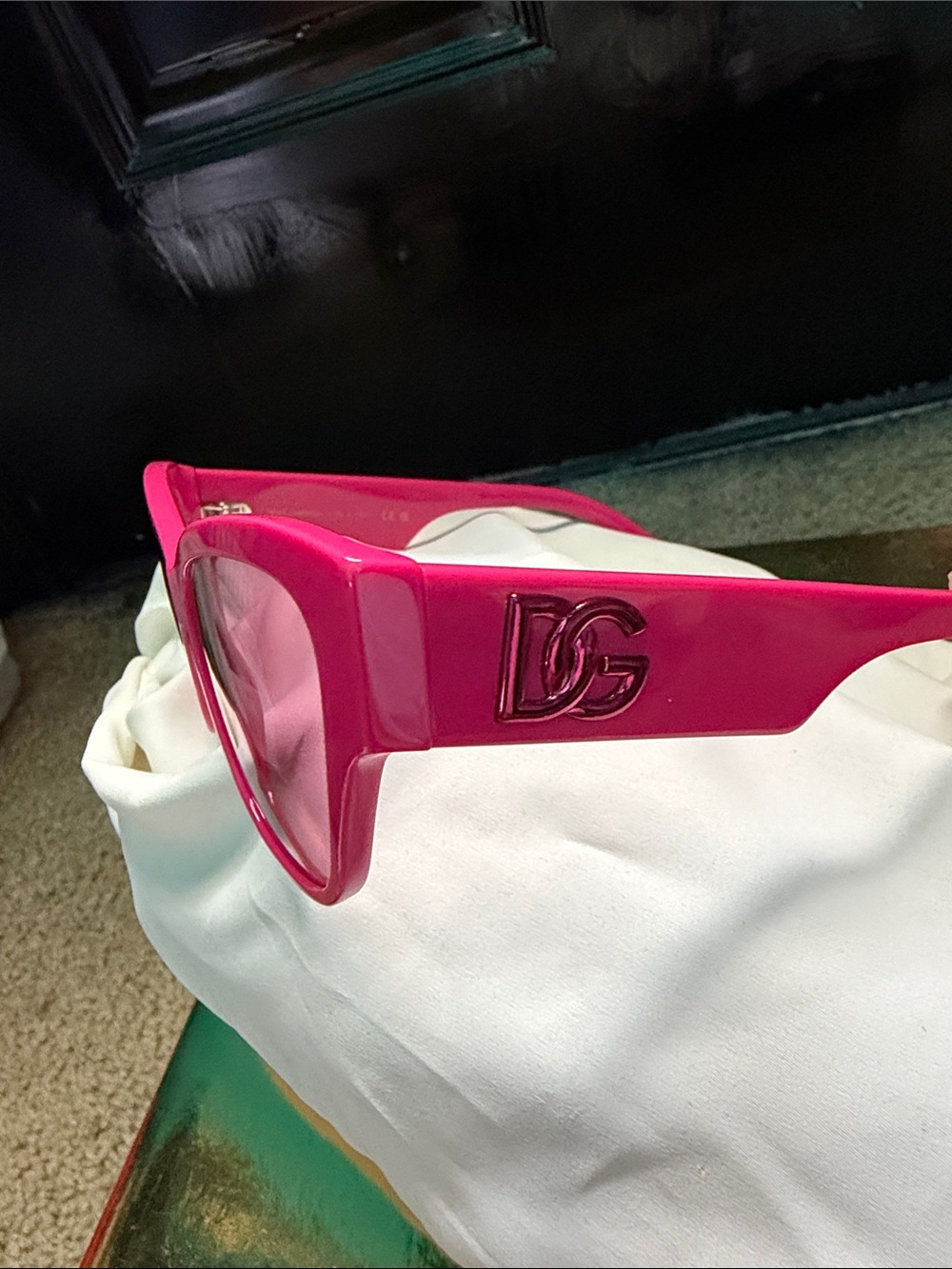 Dolce & Gabbana Vibrant Pink Logo Acetate Sunglasses